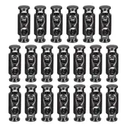 20pcs Double Hole Spring Stop Toggle Stopper String Cord Locks Black
