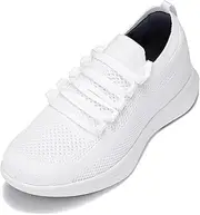 [CALTO] Mens Invisible Height Raise Shoes - Super Lightweight Knitted Athletic Sneakers - 2.4" Taller, White Opulent Garden, 9.5 AU