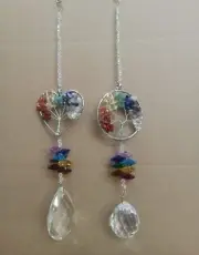 Chakra Octagon Crystal Ball Life Tree Suncatcher Home Window Feng Shui Decor