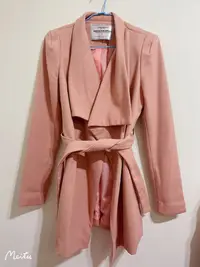 在飛比找Yahoo!奇摩拍賣優惠-小公主♥Air Space 氣質粉色大衣 可綁帶 休閒西裝外