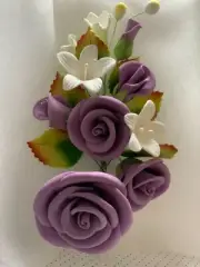 Edible 6 Roses Bouquet for Cakes, Cake Toppers Wedding 16th Bday Baptism LARGE#4