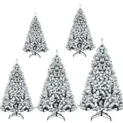 Flocked Christmas Tree Easy Assembly Artificial Holiday Xmas Tree for Home K4W1