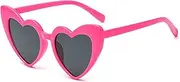 [VideMundi] Heart Shaped Sunglasses for Women,Vintage Cat Eye Mod Style Retro Kurt Cobain Glasses (Rose Red)
