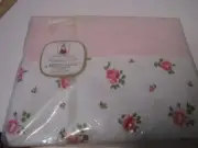 Springmaid Twin Flat Sheet Princess Rose White w/ pink flowers~VTG~NOS