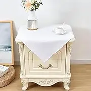 2 Pack Small Square Tablecloths, 24 x 24 Inch, White, Polyester, Machine Washable, Perfect for Nightstand, End Bedside Table, Tabletop Decoration