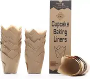 Bake Choice 200pcs Natural Tulip Cupcake Liners for Baking Cups Unbleached Eu...