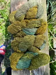 Blue Heron Yarns hand-painted "Spring Grass"cotton chenille yarn in 4 skein pack