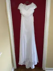 NWT Mingda Wedding Dress Gown Lace Button Back Flows Light Beach Garden