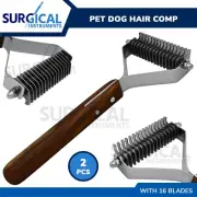 2 Pcs Dog Brush for Deshedding Dematting Pet Grooming Cat Hair Comb 16 Blades