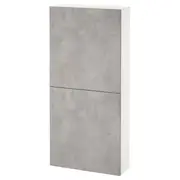 BESTÅ wall cabinet with 2 doors, white Kallviken/light grey concrete effect, 60x22x128 cm