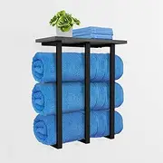 Towel Rack Wall Mounted with Shelf, Beautiful Storage for Small Bathroom, Neat Organizer for Rolled Towels, 3 Sturdy Iron Bars & Holds 25kg Weight