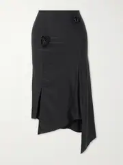 [Coperni] Coperni - Appliquéd Asymmetric Stretch-satin Midi Skirt - Black - medium medium Black