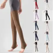 Ultralong Stirrup Leg Warmers Ribbed Knit Footless Dance Yoga Over Knee Socks