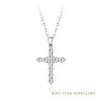 在飛比找ETMall東森購物網優惠-King Star 愛的信念十字架18K金鑽石項墜(嚴選D-