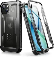 Dexnor for iPhone 13/14 Case, Heavy-Duty BumperShock Translucent Matte Rugged Case, 360° Drop Shock Resistant with Built-in Screen Protector - Black