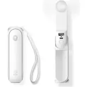 3 IN 1 Mini Handheld Fan,Portable Small Pocket Fan,USB Rechargeable Fan (14-21 Working Hours) with Power Bank,Flashlight Feature for Eyelash,Makeup,Outdoor-Dark White