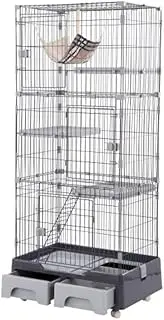 Cat Cage, 3 Tiers, Toilet Included, Hammock, Storage Type, Stylish, Cat House, Home Home, with Ladder, Protection, Escape Prevention, Easy Assembly, Multiple Breeds, Pet Cage
