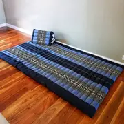 Queen Size Foldable Meditation Yoga Mattress Topper Blue Elephant