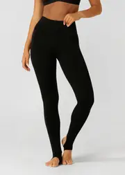 [Lorna Jane] Streamlined Full Length Stirrup Leggings in Black, Size - Small S Black