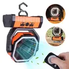 Portable Camping Fan LED Light Rechargeable Outdoor Lantern w/ USB Charger Port