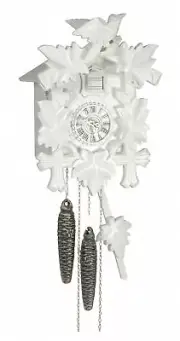 Cuckoo Clock Five leaves with bird, white 1 day running time TU 1100 weiss NEW