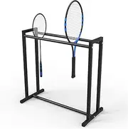 Floorstanding Badminton Racket Display Stand for Retail Store, Heavy Duty Steel Tennis Rackets Storage Rack, Large Capacity, Easy to Assemble