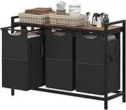 Heybly Laundry Hampers, 3 × 12.5 Gal Laundry Basket with Large Desktop Sorter for Laundry Room organization, Bathroom and Dorm Laundry Bags on Storage Shelf Rustic HLH003SR