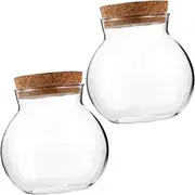 WEKADRIN 2Pcs Glass Bottle with Cork Lid for Micro Landscaping Transparent Storage Container for Home Decor and DIY Terrarium Crafts