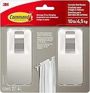 Command 17654SN-2ESF Hooks, Large, Satin Nickel