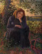 Dream-art Oil painting Seated-Peasant-1892-Camille-Pissarro-oil-painting girl @@