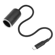 Type C Male to Car Female Power Outlet Adapter for Dashcams and Units