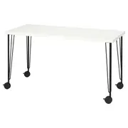 LAGKAPTEN / KRILLE desk, white/black, 140x60 cm