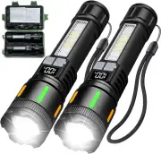 2 Pack Rechargeable High Lumens Flashlights,Waterproof Handheld Powerful Flash L
