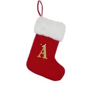 Christmas Essential Knitted Stocking with Embroidered Monogram Red&White