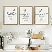 Houmury Set of 3 Framed Farmhouse Bible Verses Wall Decor Sign 11”x14” Christian Faith Scripture Wall Art for Home Living Room Bedroom Wall Decor (11"x14" Brown)