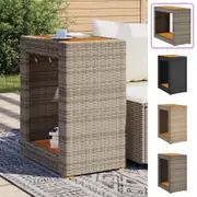 Garden Side Table with Wooden Top Dining Side Coffee Table Poly Rattan vidaXL