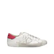 [Philippe Model] Philippe Model Distressed Leather Low-top Sneakers 41 IT WHITE/RED
