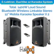E-Lektron Duevibe 12 1400W TWS Bluetooth Portable Speakers System PA UHF Mics