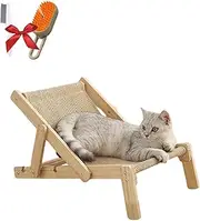 Celerypets Cat Lounger Chair，2 in 1 Cat Chair for Indoor,Adjustable Foldable Hammock，for Scratching Pad，Lounge for Small and Medium Cats (Beige)
