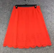 Liz Claiborne Skirt Womens Large Orange A-Line Pull-on Cut-Out Fabric Hem Lined