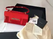 BULGARI HANDBAG RED GEOMETRICA PATENT MARBLED RED NUBUCK AND PALLADIUM