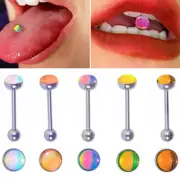 1PC Anti-Allergy Surgical Steel Tongue Barbell Piercings Flash Film Barbell Rizh