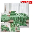 Luxurious Green 4-Pc King Bed Sheet Set - Floral Branch Print & Soft Touch