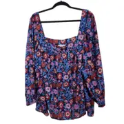 Vineyard Vines Navy Floral Peasant Blouse NWT Size 3X Preppy Plus Size Blouse