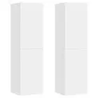 2pcs Wall-Mounted Wooden Cabinets TV Storage Unit Book Shelf Rack Cupboard White
