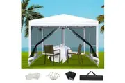 Instahut Gazebo Pop Up Marquee 3x3m Wedding Party Outdoor Camping Tent Canopy Shade Mesh Wall White