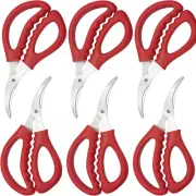 6PCS Seafood Scissors for Kitchen Seafood Fish Crab Shrimp Lobster Scissors Stai