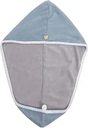 COOLHIYA Microfibre Hair Drying Cap Absorbent Bath Cap Quick Dry Turban Wrap for Women Soft Comfortable Blue Grey 1pc