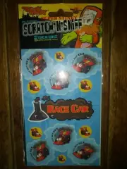 The Stink Factory Scratch and Sniff Stickers unique race car set of 2 new nip