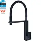 Black Square Pull Out Spray Silicon Tube Kitchen Mixer Faucet Laundry Sink Tap